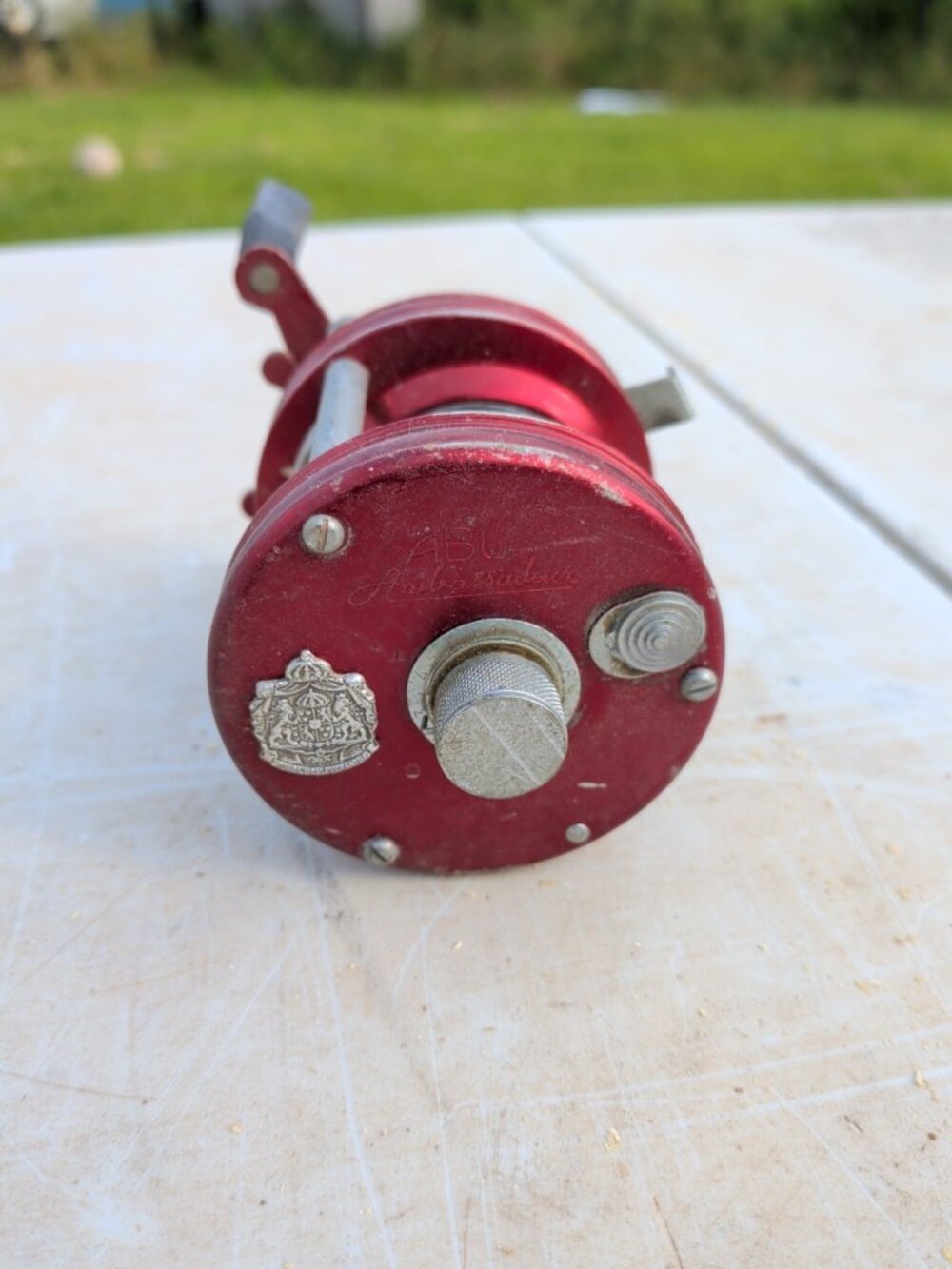 Vintage Abu Ambassadeur No 5000 3-Screw Svangsta Sweden Red Fishing Reel 730648